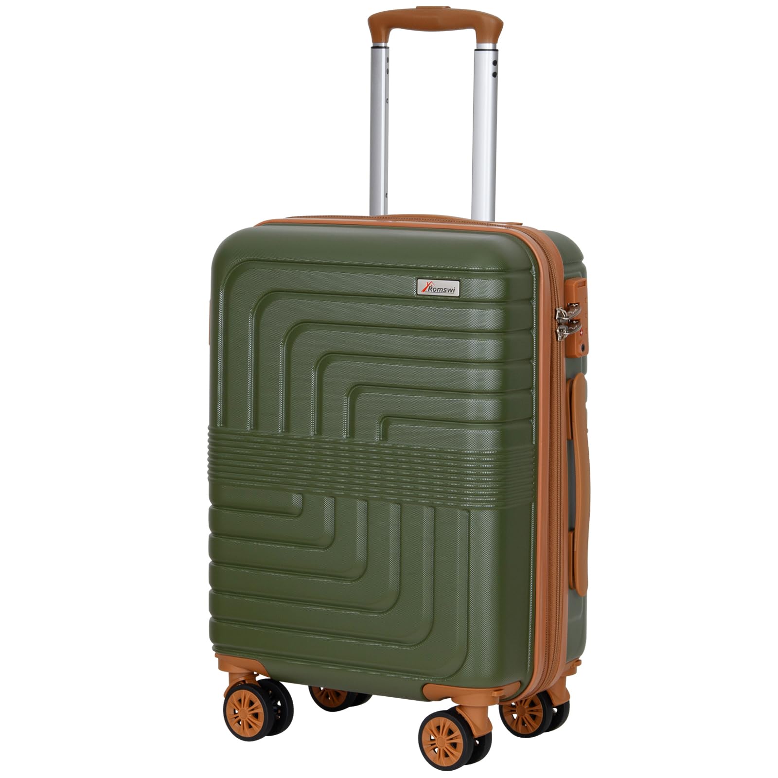 Romswi 22x14x9 Airline Approved 21in Carry On Luggage,Expandable Carry On Hardshell Suitcase for 20% More Space, Lightweight Hardside CarryOn withYKK Zipper,Scratch-Resistant Olive Green