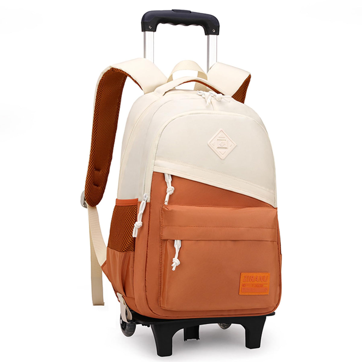 Mfikaryi Rolling Backpack, Kids Wheeled Backpack with 2 & 6 Wheels, Orange, 20L Capacity, Adjustable Strap, Water Resistant