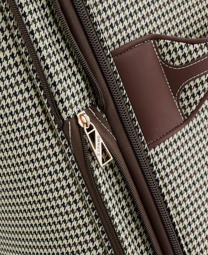 London Fog Cambridge 25" Expandable Spinner Softside Suitcase, Olive Houndstooth