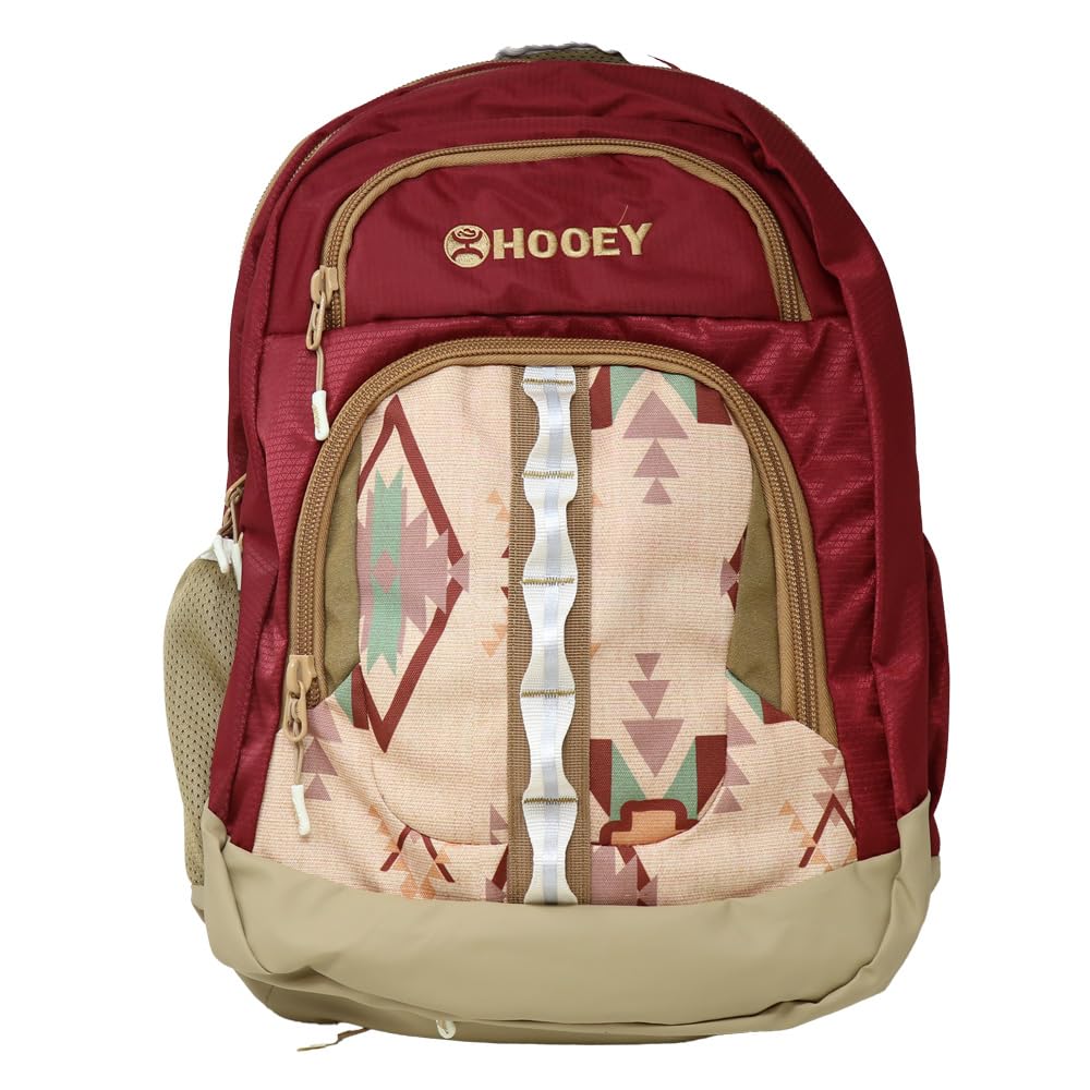 HOOEY Ox 40L Backpack - Extra Large Travel Backpack with Laptop Compartment - Rugged Gear bag for Work, Gym, & Outdoor Adventures - Unisex (Burgundy/Tan)