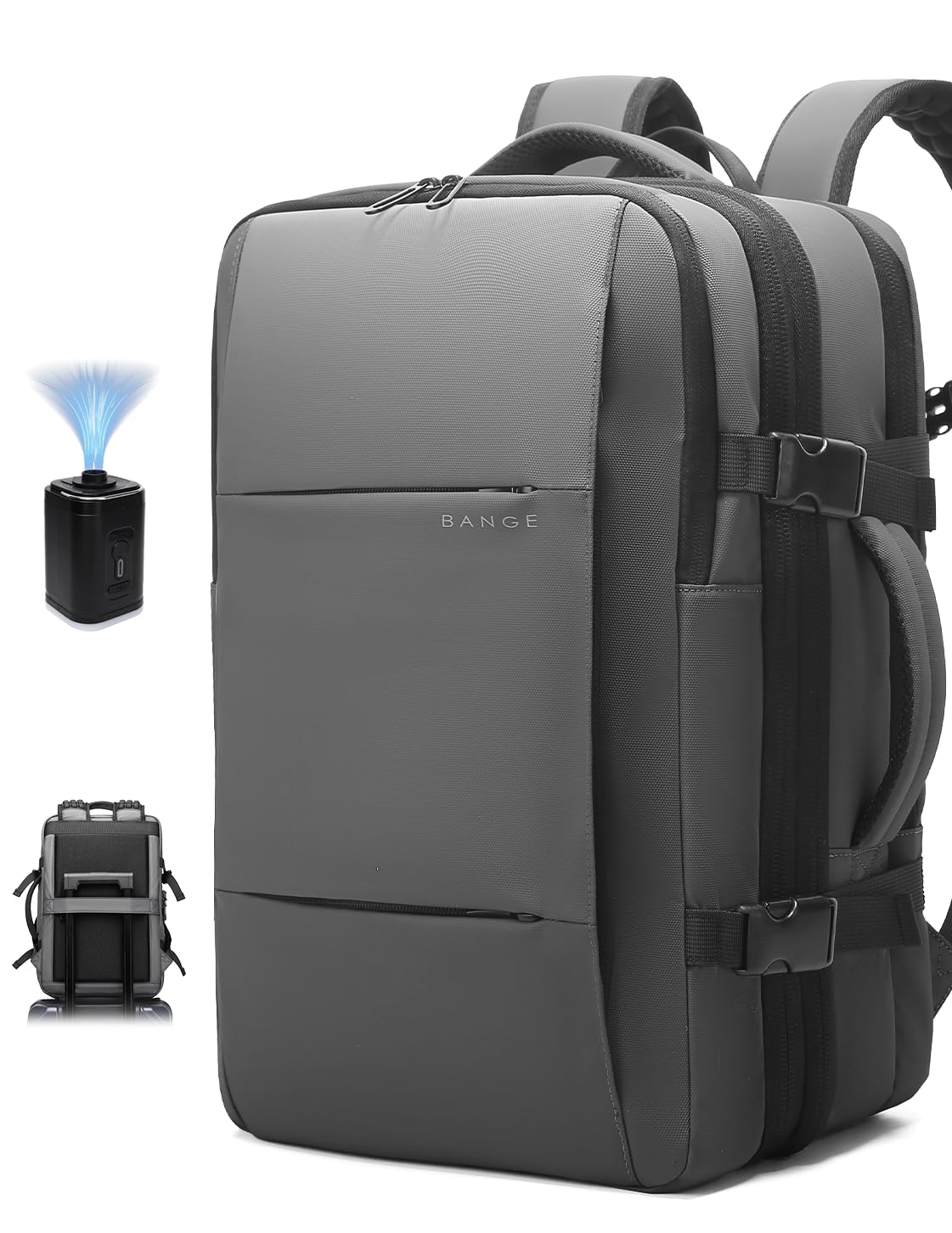 BANGE Backpack with Anti-Theft Vacuum Compression Travel Backpack,Expandable Backpacks with Pump for Airplanes