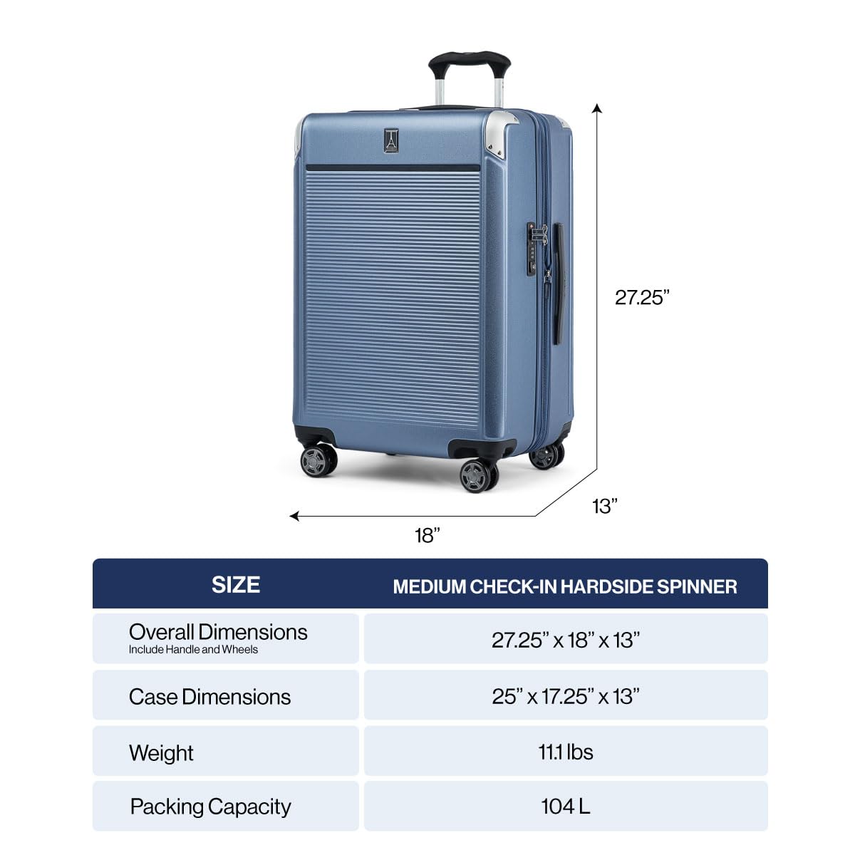 Travelpro Platinum Elite Hardside Expandable Checked Luggage, 8 Wheel Spinner, TSA Lock, Hard Shell Polycarbonate Suitcase, Vintage Grey, Checked Medium 25-Inch