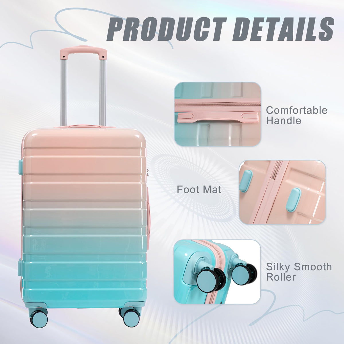 Luggage Sets, ABS Hardshell Suitcase Spinner Wheels and Lock
