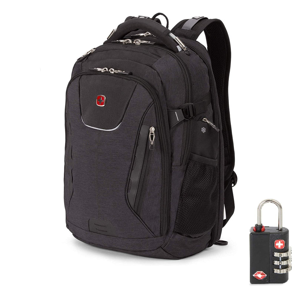 SwissGear 5358 USB ScanSmart Laptop Backpack. Abrasion-Resistant & Travel-Friendly Laptop Backpack with TSA lock exclusive bundle. (Heather Gray)