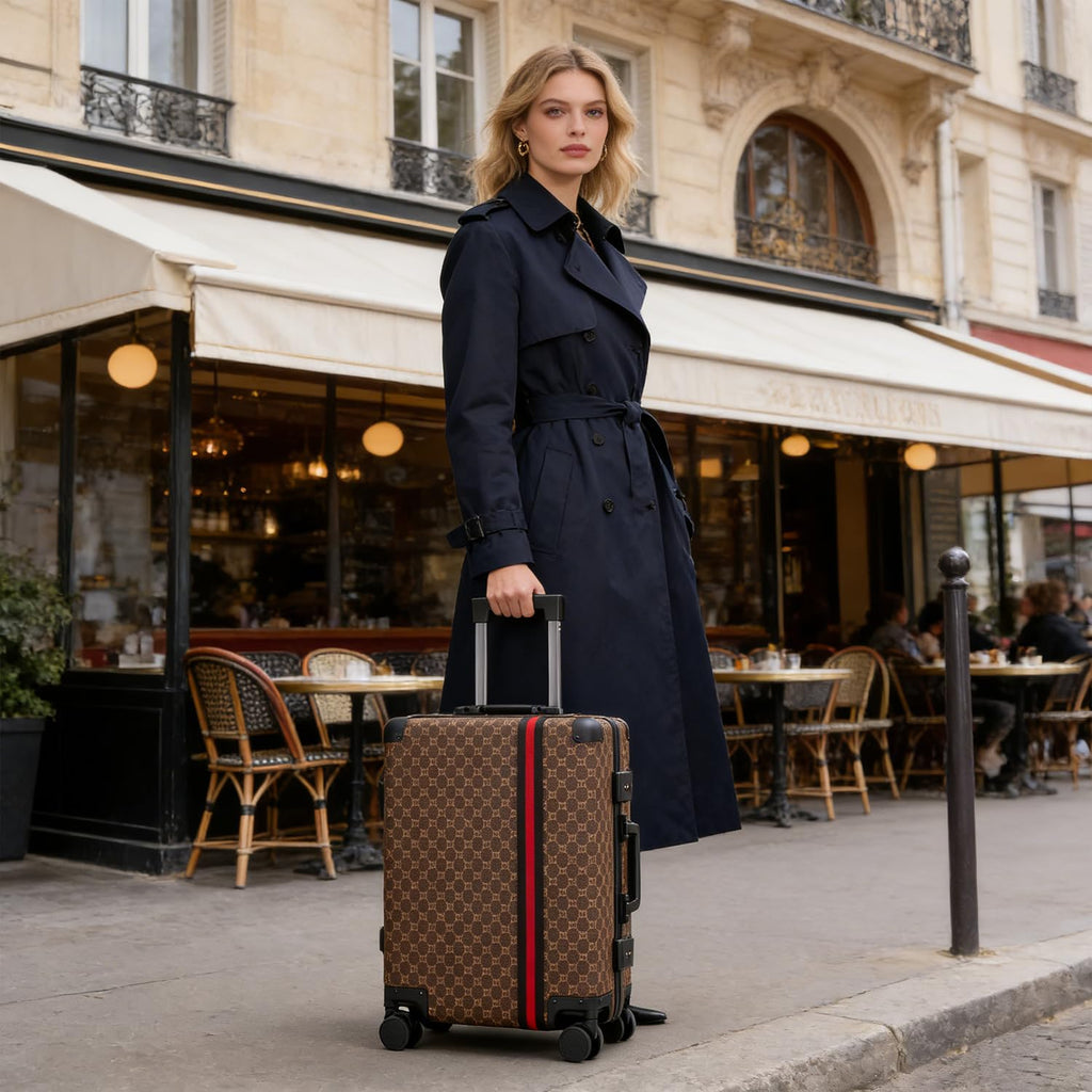 VH&GRED Fashionable & Durable Leather Suitcase - Lightweight Large Travel Luggage for Women with 4 Spinner Wheels, TSA Lock, Water-Resistant Elegant Design