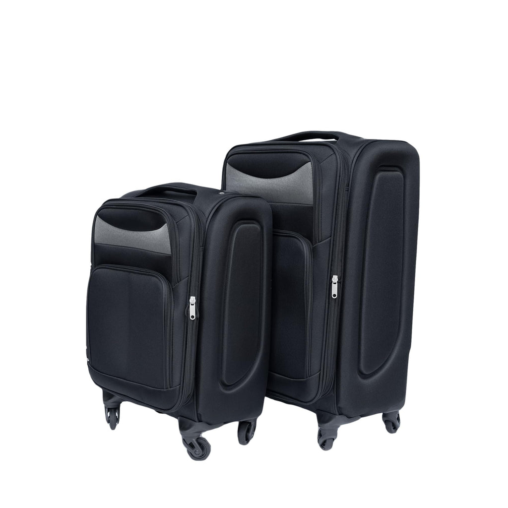 SYMCAVE 2 Piece Luggage sets - 20/24 Inch Lightweight Oxford Fabric softside Suitcase with 360° Spinner Wheels, Water-Resistant Travel Case (Password lock not Included) (Black)