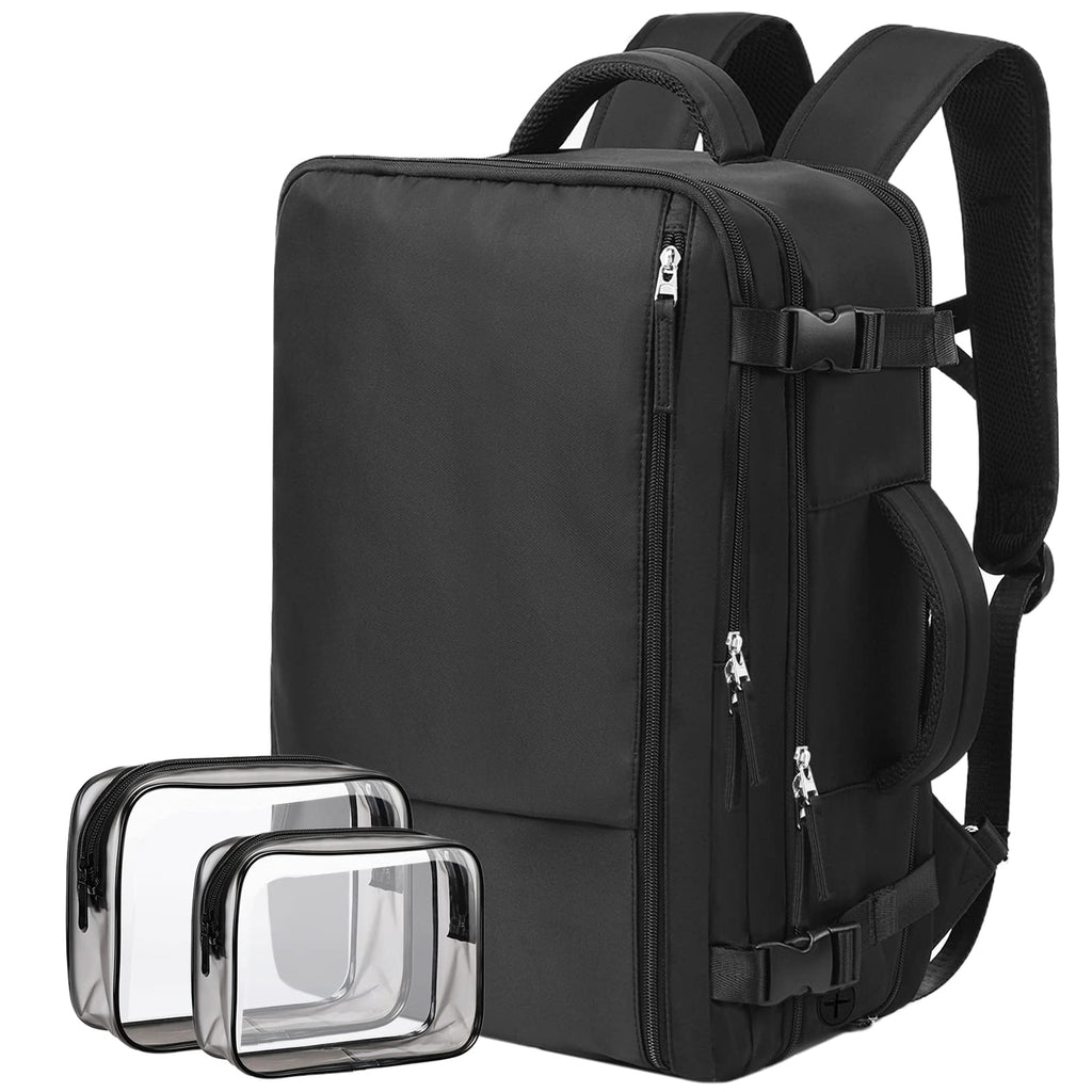 Hanples Travel Backpack for Women Men, Large Carry On Person Item Luggage Backpack, TSA Flight Approved 17.3 In Laptop Bag, Waterproof anti theft Casual Hiking Bag (Black)