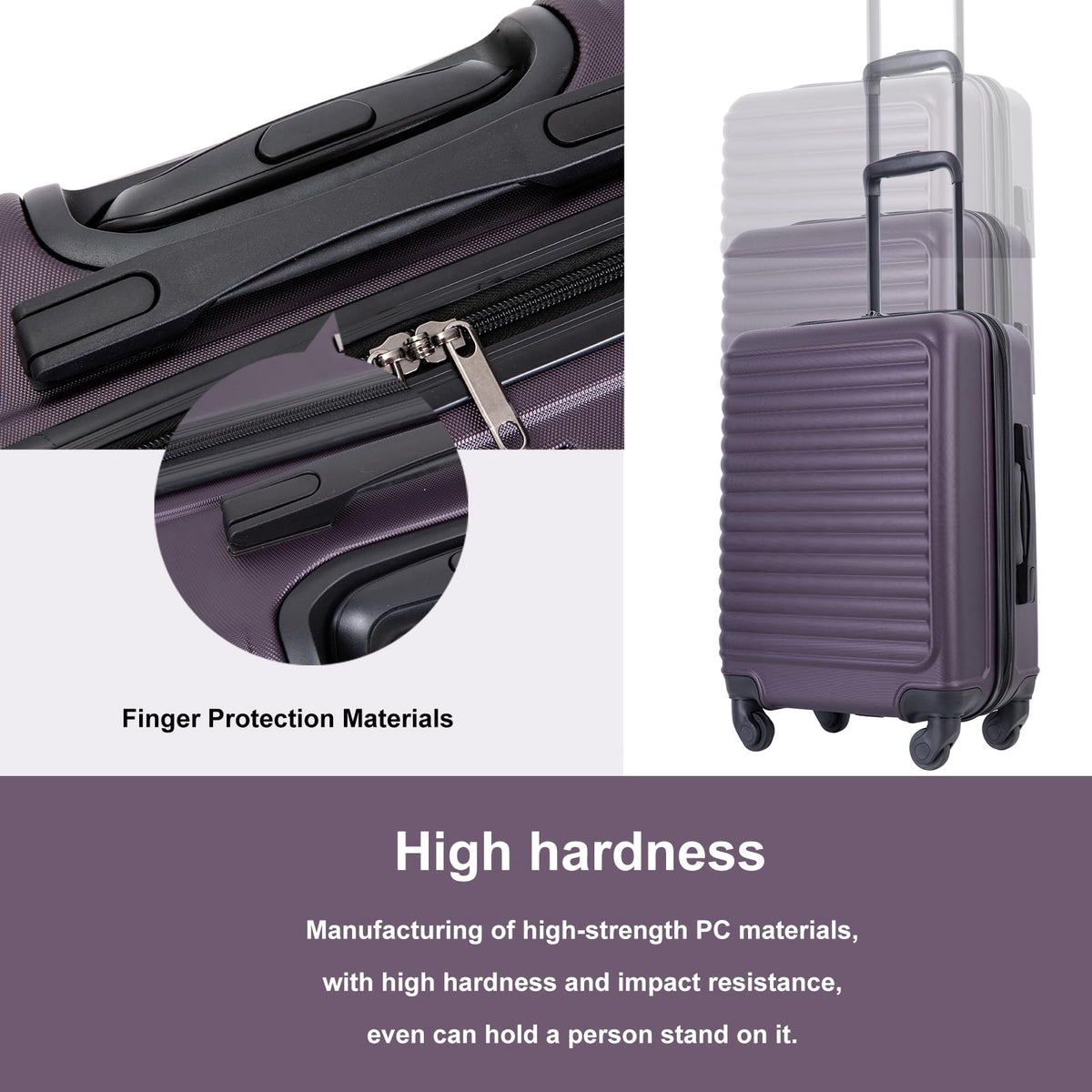 Travelhouse Hardshell Carry On Luggage Airline Approved 20" with Spinner Wheel, Hardside Check-on Luggage Suitcase,Small Travel Suitcase for Bussiness Trip and School