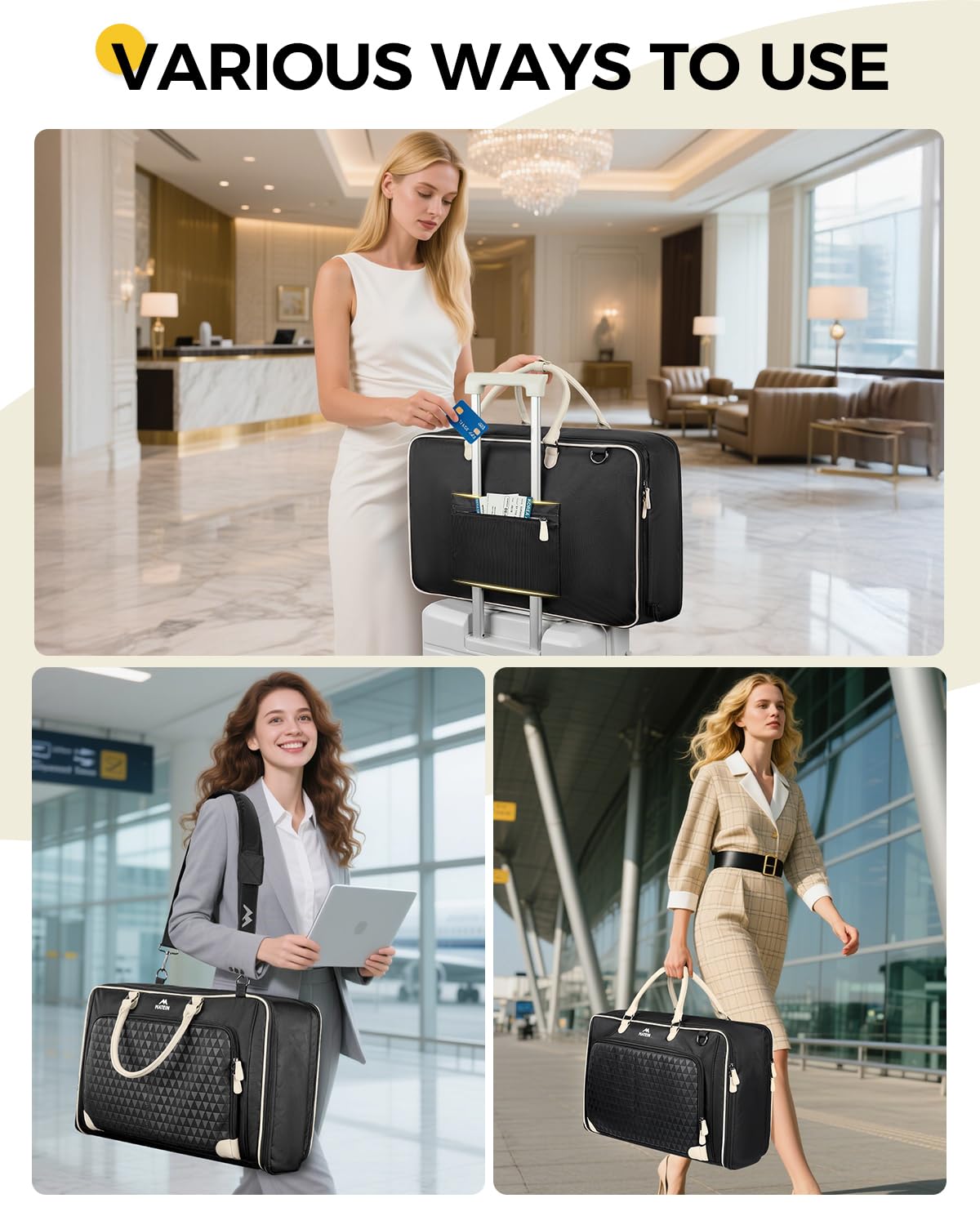MATEIN Carry On Garment Bags for Airplanes, Women Travel Garment Bags for Dresses Up to 5 Suits with Aroma Pads, Convertible Hanging Clothes Suit Carrier with Shoe Compartment Fit 15.6" Laptop