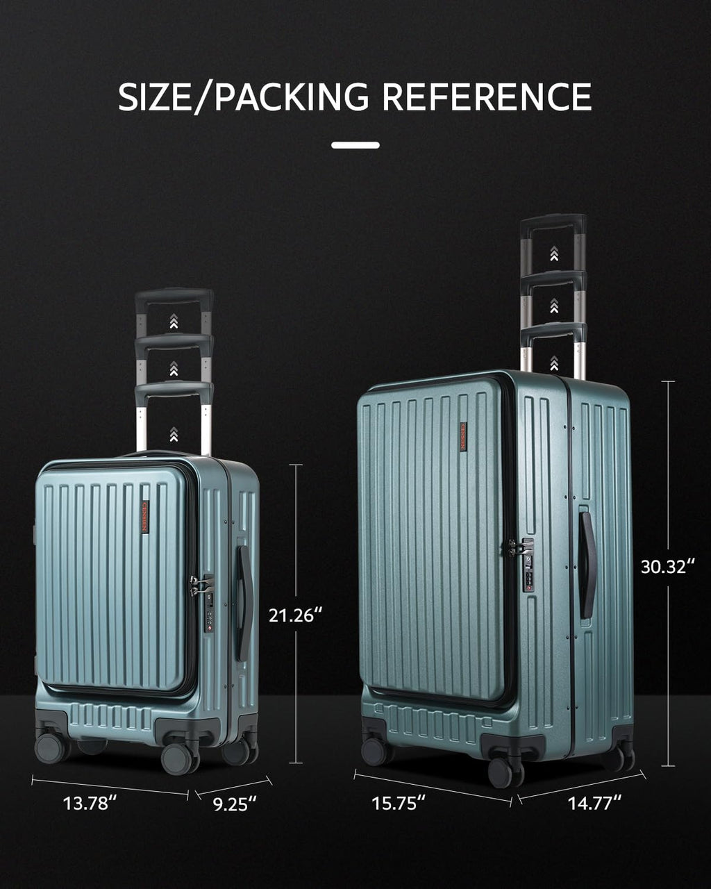 CENSIEN Luggage Sets 2 Pieces, 20 Inch Carry On Luggage and 29 Inch Checked Luggage with Spinner Wheels, Lightweight ABS+PC Hardshell Trunk Suitcases with Aluminum Frame, Top Opening (Green, 20/29)