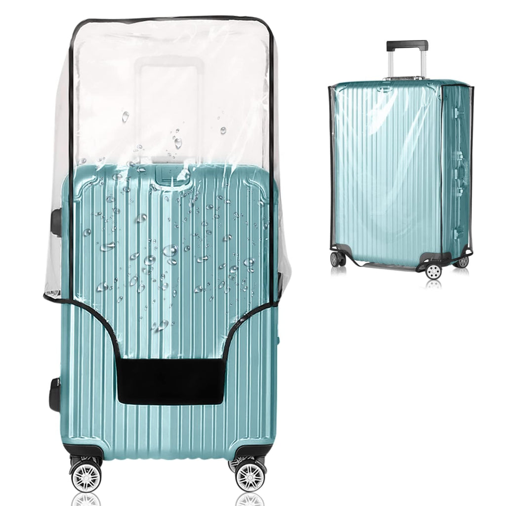 GigabitBest Suitcase Covers for Luggage – TSA Approved Clear PVC Luggage Protector Cover, Thick Transparent Waterproof Sleeve with Large Hook and Loop Closure, Fits 24" Wheeled Suitcases