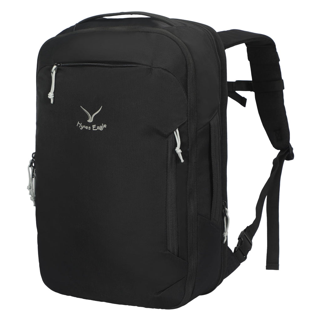Hynes Eagle TSA Friendly Travel Backpack for Men Women Carry on Backpack 40L Flight Approved Laptop Backpack for 17 inches Compressible Weekender Bag Overnight Backpack Jet Black