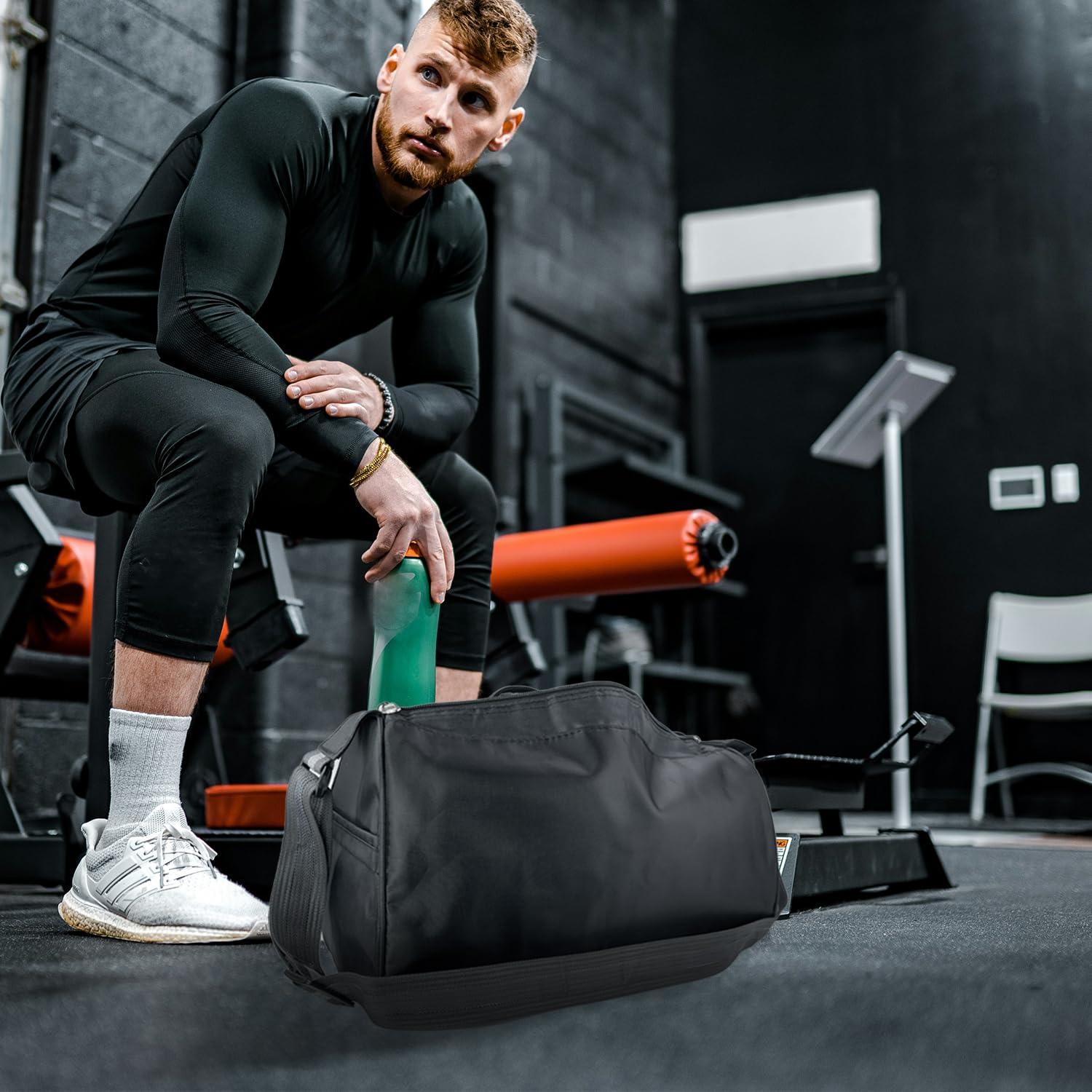 C&F BOGMOST Small Travel Duffel Bag Foldable Waterproof Gym Bag for Gym Beach Swim Bag Men Women Duffle Bag Lightweight Oxford Cloth Sports Bag -Black