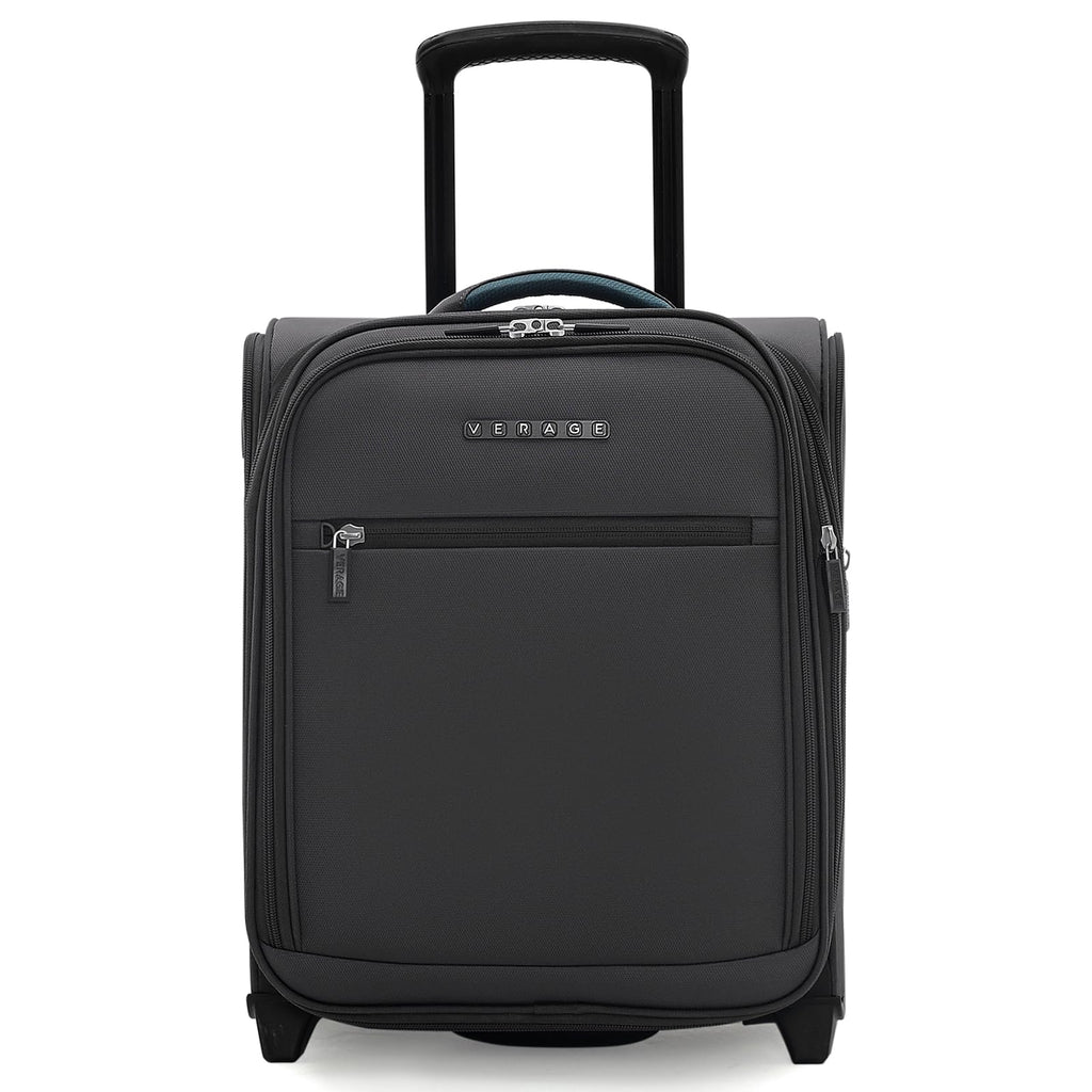 Verage 16 inch Underseat Carry On Luggage with Wheels, Grey Softside Small Suitcase Spinner Wheeled Rolling Travel Laptop Bag for Airlines Airplanes Short Trip Men Women
