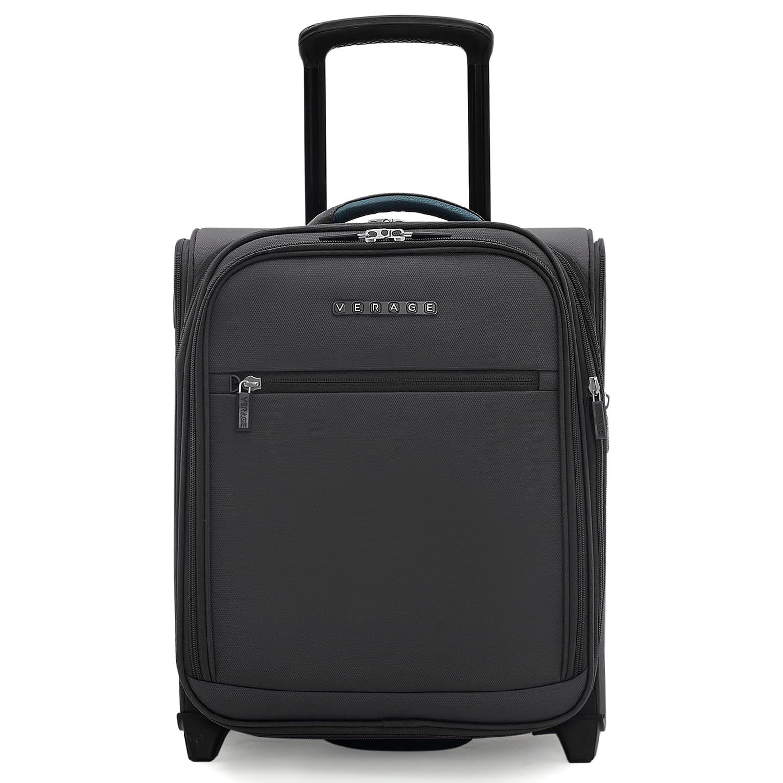 Verage 16 inch Underseat Carry On Luggage with Wheels, Grey Softside Small Suitcase Spinner Wheeled Rolling Travel Laptop Bag for Airlines Airplanes Short Trip Men Women