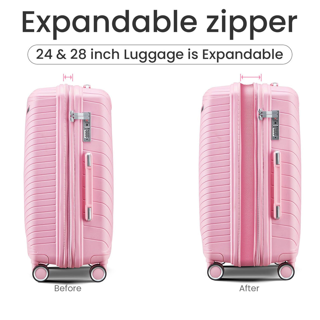 MWrouqfur Hard Shell Luggage Sets 4 Piece with 360 Spinner Wheels,Lightweight Suitcase Set with TSA Lock,Travel Luggage Set with Telescoping Handle,Light and Strong,Easy to Clean (Pink 2)