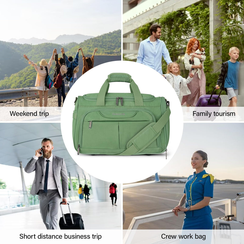 Hanke Underseat Carry On luggage Bags for Travel, Foldable Travel Bags for Women, Soft Lightweight Personal Item Travel Bag Small Carry On Bags for Airplanes, Travel Tote Bags for Women Men. Green