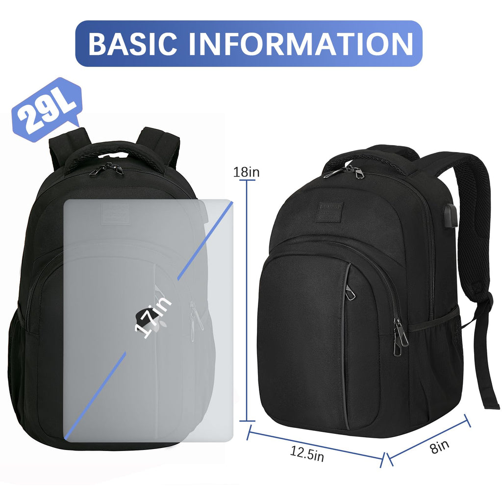 LARIPOP Travel Laptop Backpack,15.6 Inch Business Laptop backpack for Men Women with USB Charging Port,Water-Resistant Laptopack Weekender Daypack for Work College Computer
