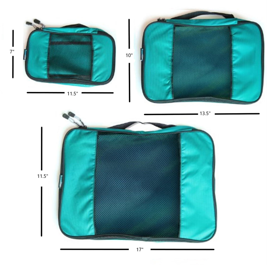 TravelWise Packing Cubes - 3 Piece Set (Teal)
