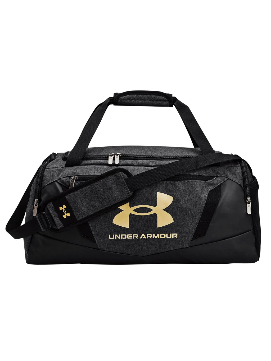 Under Armour Unisex-Adult Undeniable 5.0 Duffle, Black Medium Heather (002)/Metallic Gold, Small