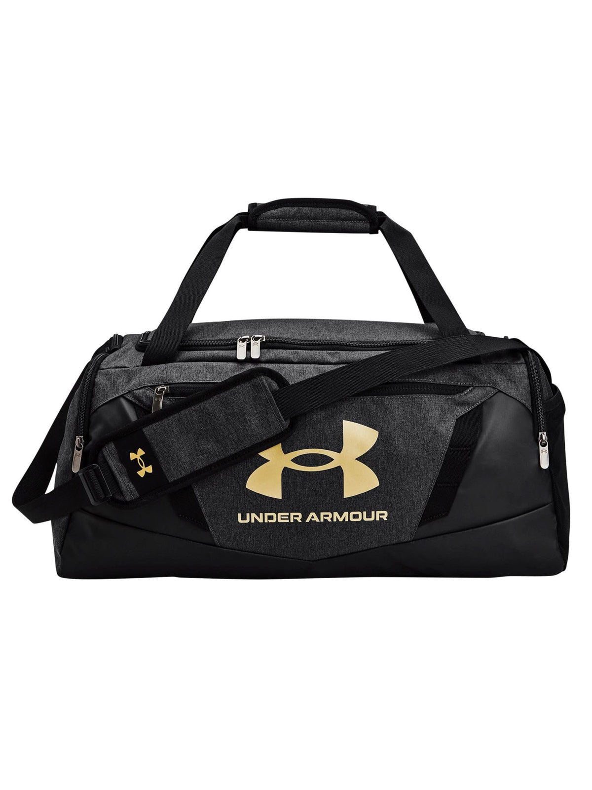 Under Armour Unisex-Adult Undeniable 5.0 Duffle, Black Medium Heather (002)/Metallic Gold, Small
