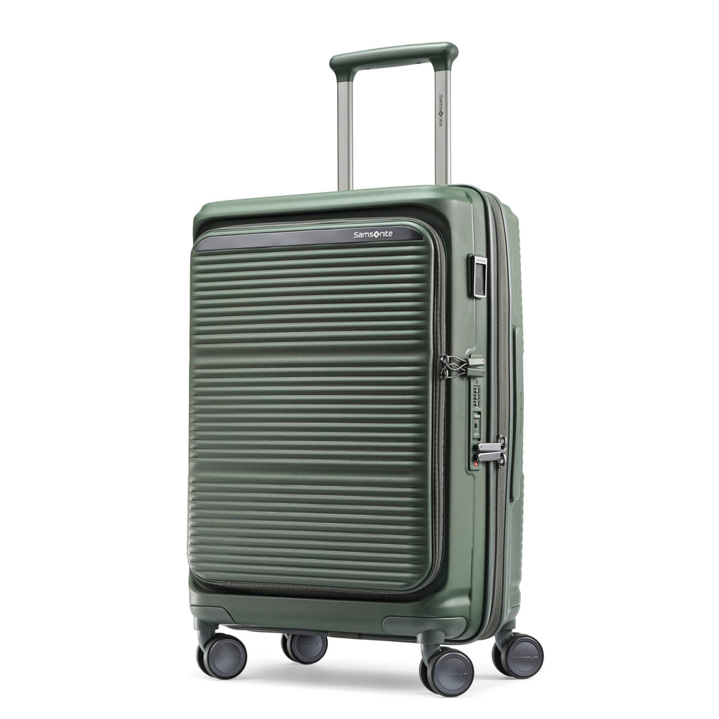 Samsonite Paralux Carry-On Luggage - Innovative Design - Quick Access Front Pocket - Dual Suspension Wheel Technology - TSA Lock - Expandable - Includes Removable Packing Cubes - Olive