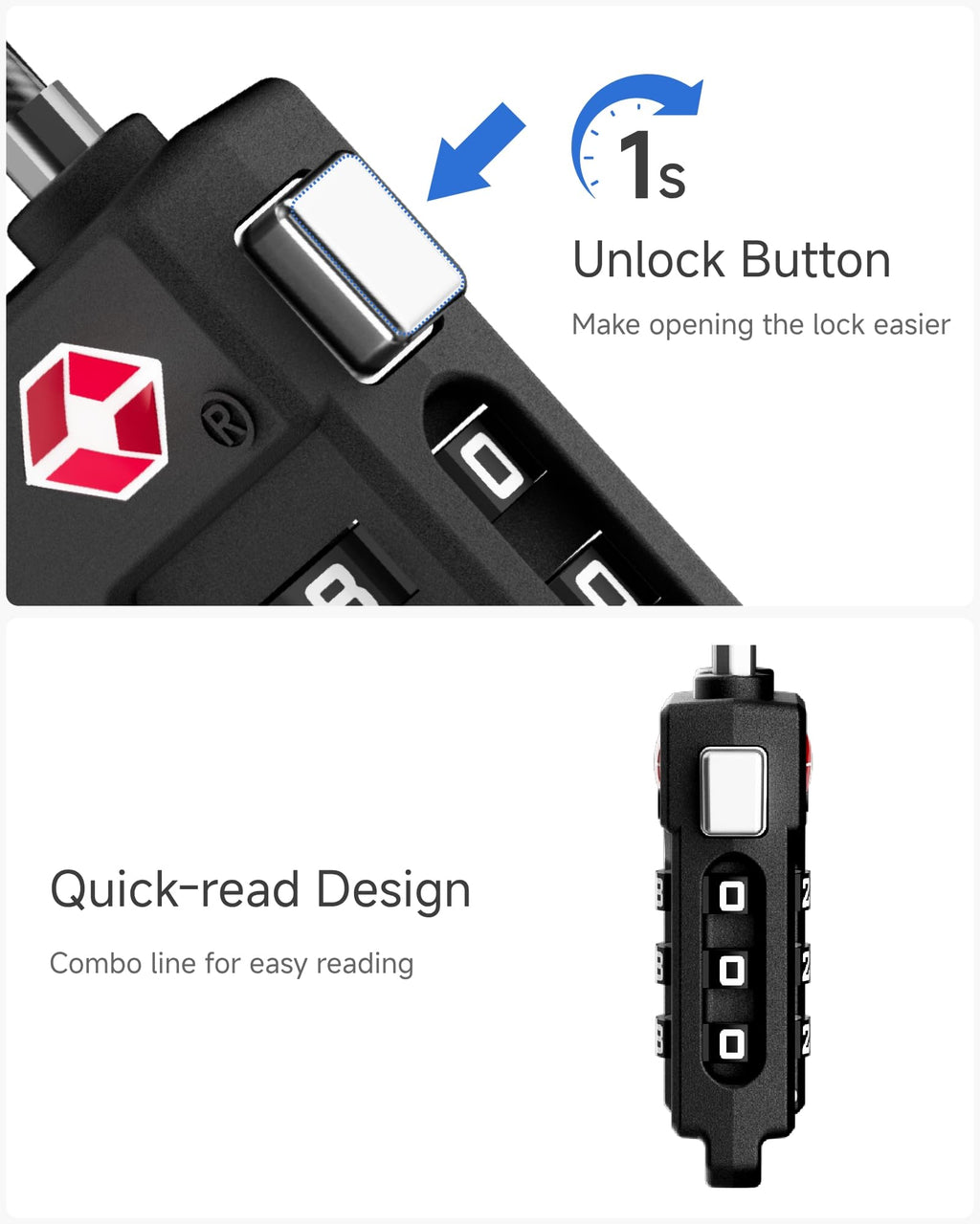 LUGGEX Luggage Scale 1 Pack + TSA Cable Lock Bundle 4 Pack, Travel Essentials Kit (Black)