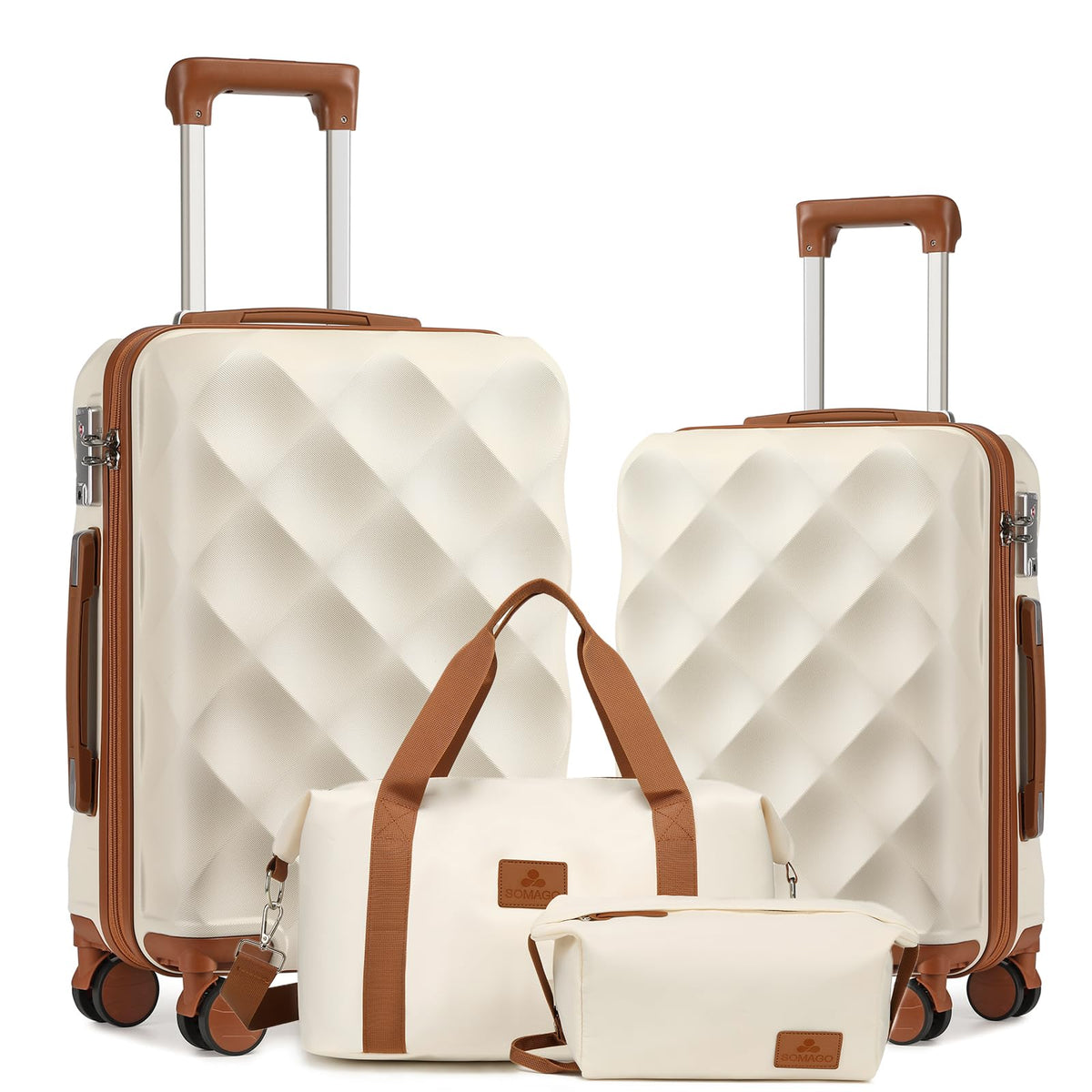 Somago 2 PieceLuggage Set (20"/24") with Duffel Bag and Toiletry Bag, Carry On Luggage Airline Approved with YKK Zipper TSA Lock ABS Hardside Luggage Spinner Wheels