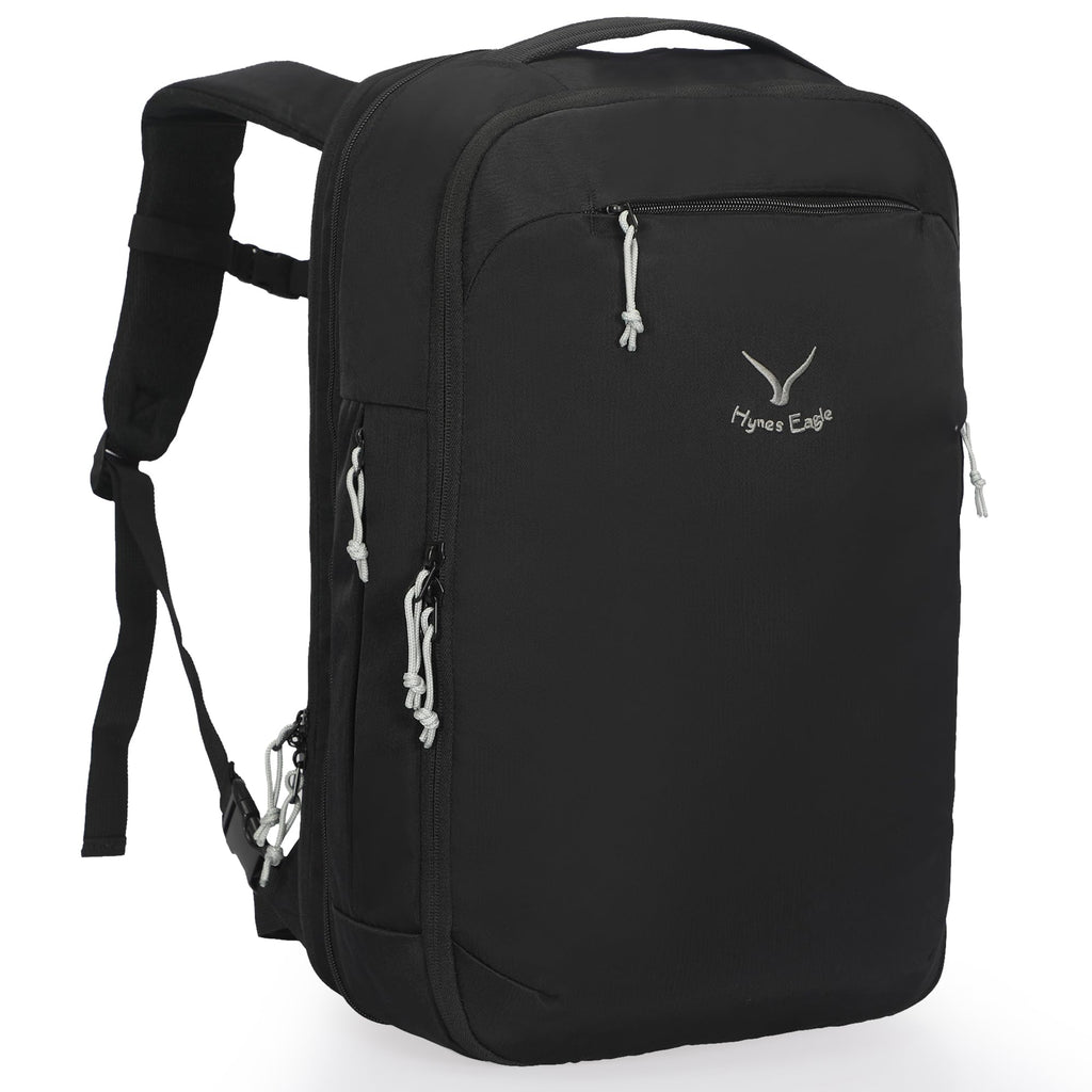 Hynes Eagle TSA Friendly Travel Backpack for Men Women Carry on Backpack 40L Flight Approved Laptop Backpack for 17 inches Compressible Weekender Bag Overnight Backpack Jet Black