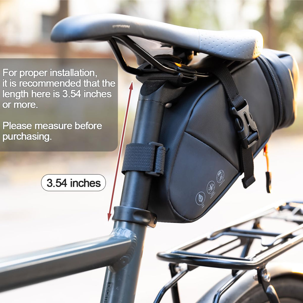 Danuosie Bike Seat Bag, Expandable Bicycle Saddle Bag Under Seat, Waterproof Cycling Seat Pack for Mountain Road Bikes and Commuter, 1.5-2L