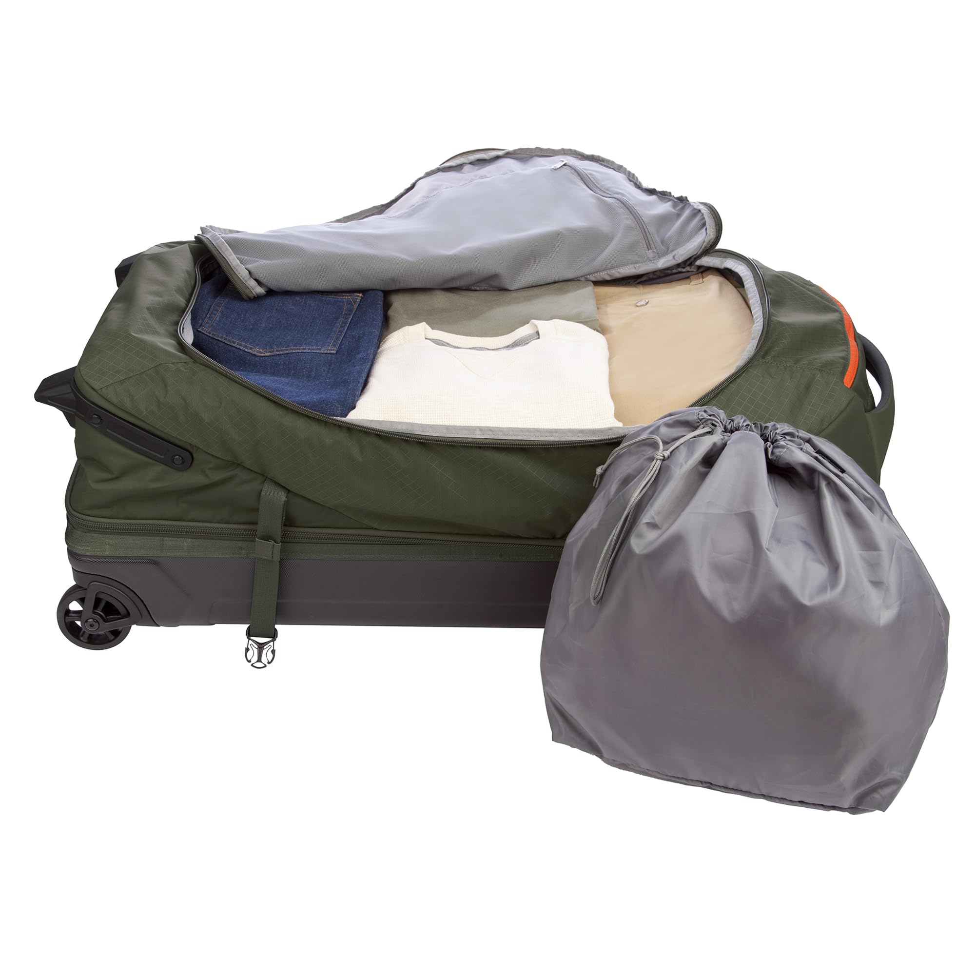 Eddie Bauer Expedition Rolling Duffel Bag with Wheels | Travel | Check-In | Luggage | Rugged | Durable - Dark Thyme, 34"
