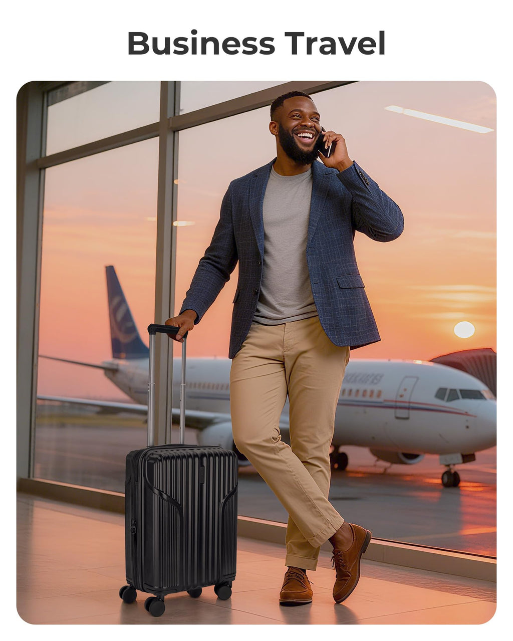 BAGSMART Carry On Luggage 22x14x9 Airline Approved, Lightweight luggage with Spinner Wheels, 20 Inch Expandable Hardside Carry On Suitcase with TSA Lock Rolling Travel suitcase Carry-On, Dark Blue