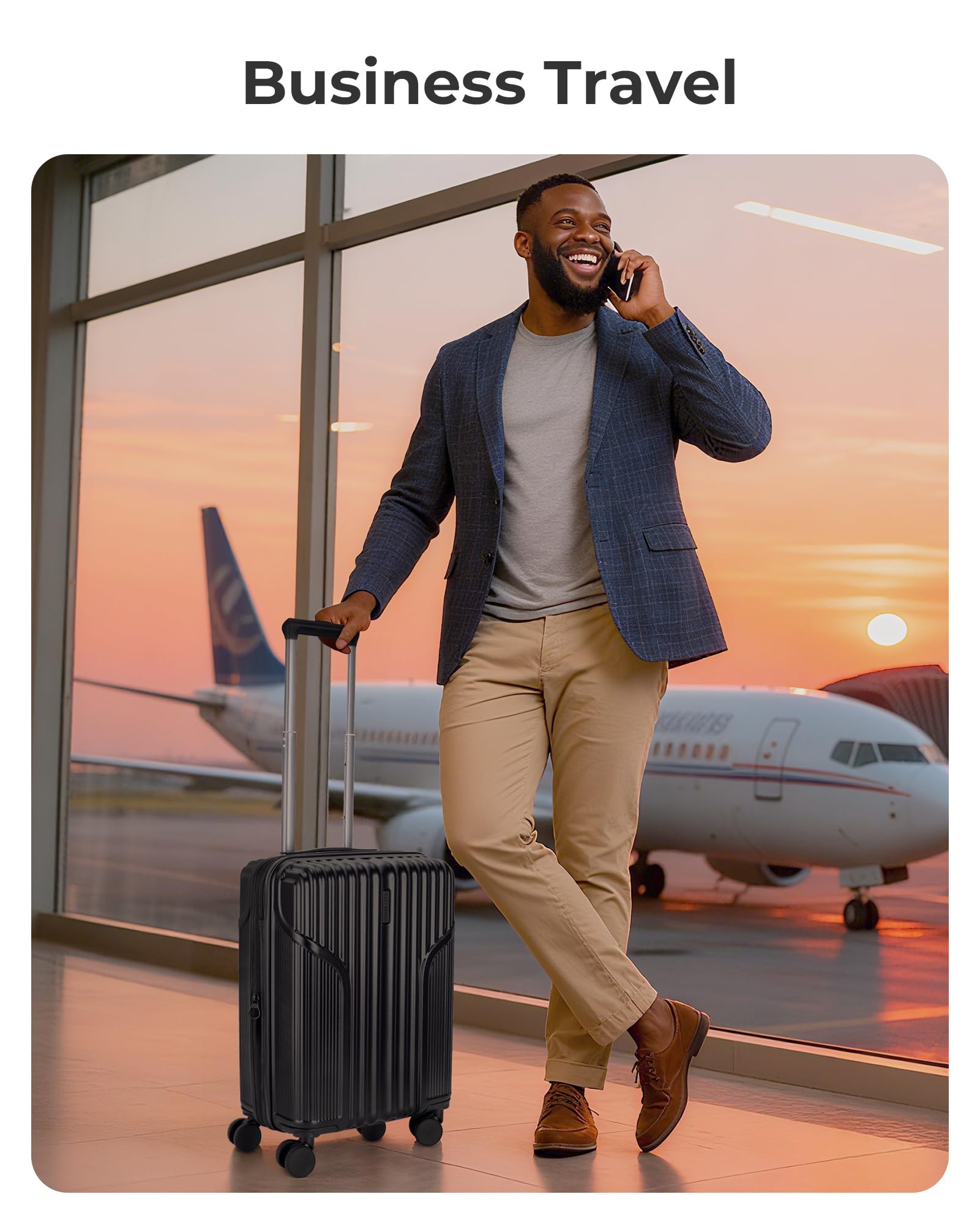 BAGSMART Carry On Luggage 22x14x9 Airline Approved, Lightweight luggage with Spinner Wheels, 20 Inch Expandable Hardside Carry On Suitcase with TSA Lock Rolling Travel suitcase Carry-On, Dark Blue