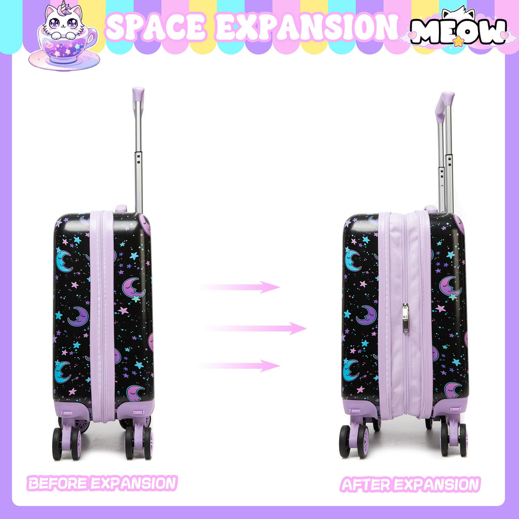 Inprof Kid’s Luggage Set 2 Piece Suitcase Set 16’’ Hardside Luggage with Spinner Wheels Girls Carry on Toddler Luggage Travel Rolling Luggage Airline Approved