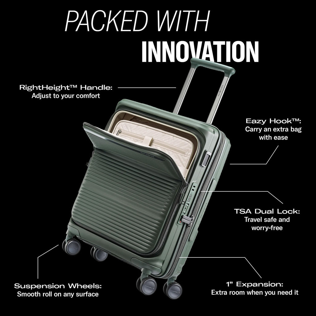 Samsonite Paralux Large Checked Luggage - Innovative Design - Quick Access Front Pocket - Dual Suspension Wheel Technology - TSA Lock - Expandable - Includes Removable Packing Cubes - Stone Grey