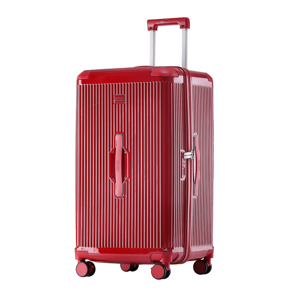 LIGHTGO Ultra-Lightweight PC+ABS Suitcase with TSA Lock & Quiet 360°Wheels, 20/26/30 Inch Expandable Luggage, Smart Organizer with Magical Divider & Waterproof Zone(20inch Brilliant Red)