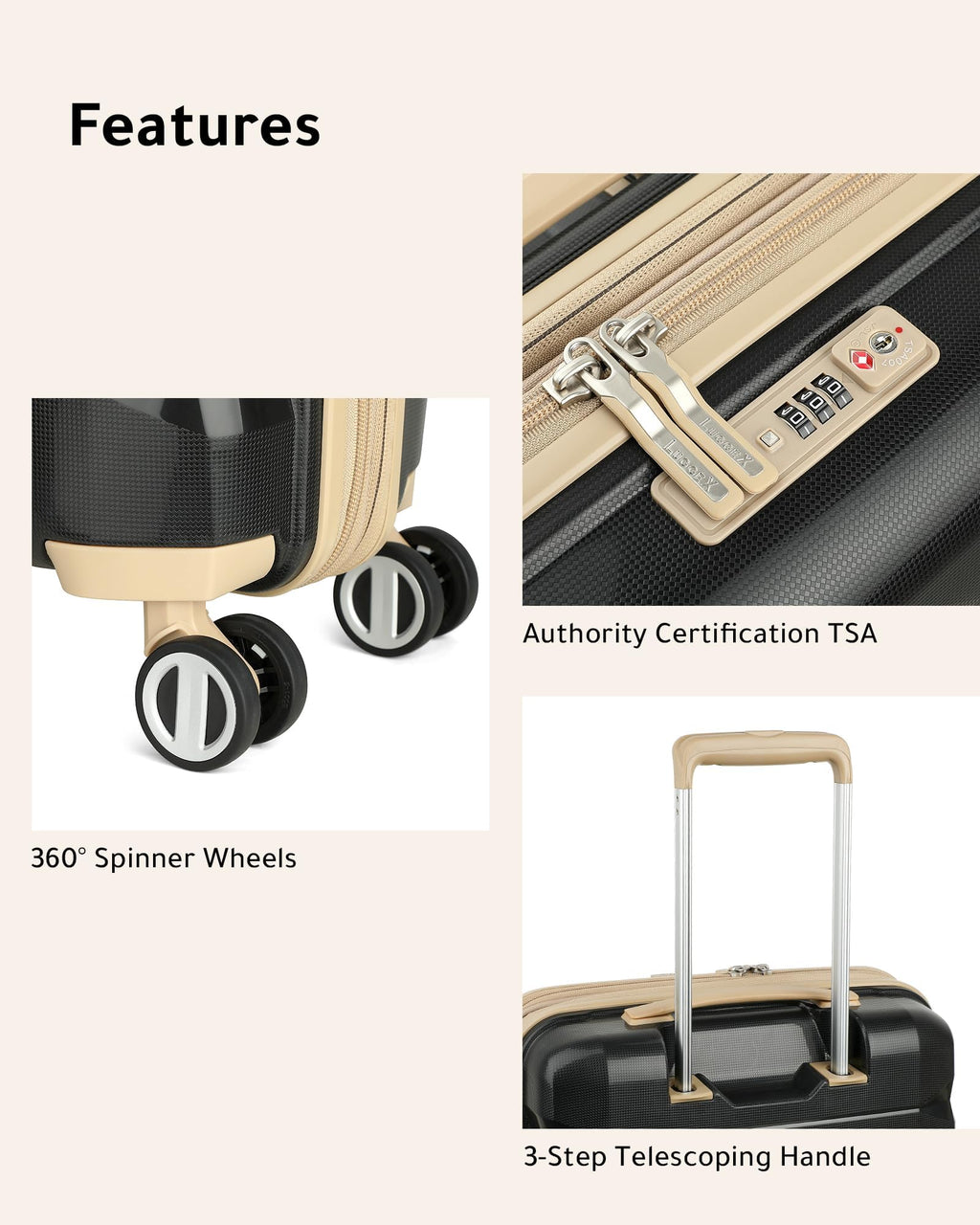 LUGGEX Carry on Luggage with Spinner Wheels, Lightweight Suitcase 2 Piece, Expandable (Grey, 14/20)