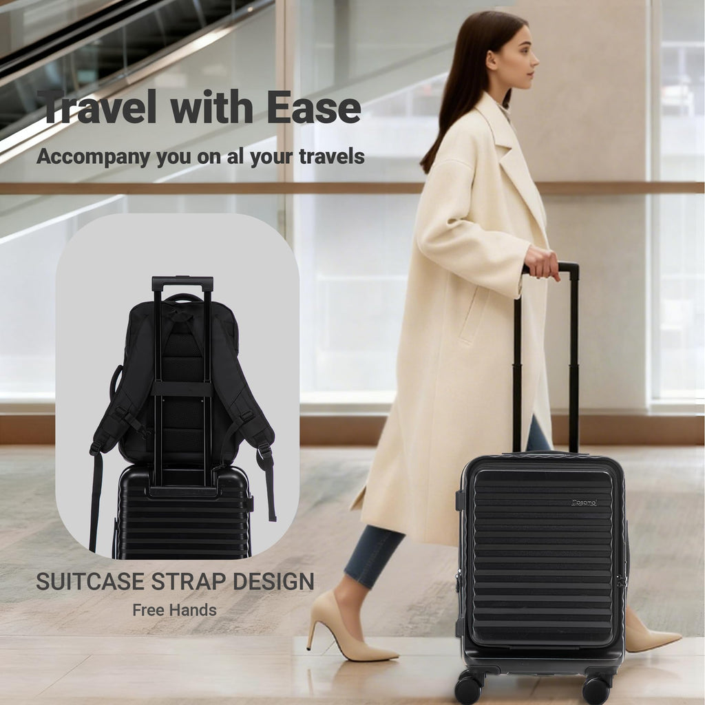 Rosamo 3 piece Luggage Set Expandable Suitcase 22x14x9 Airline Approved Carry on, Front Opening ABS Hard Case Suitcases with Spinner Wheels, TSA Lock