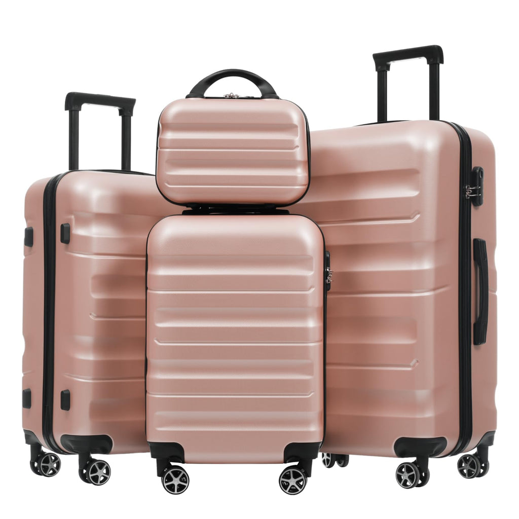 Merax Luggage Set 4 Piece, Hardshell ABS Suitcases with 8 Silent Spinner Wheels, Durable and Lightweight Travel Luggage for Family Trips