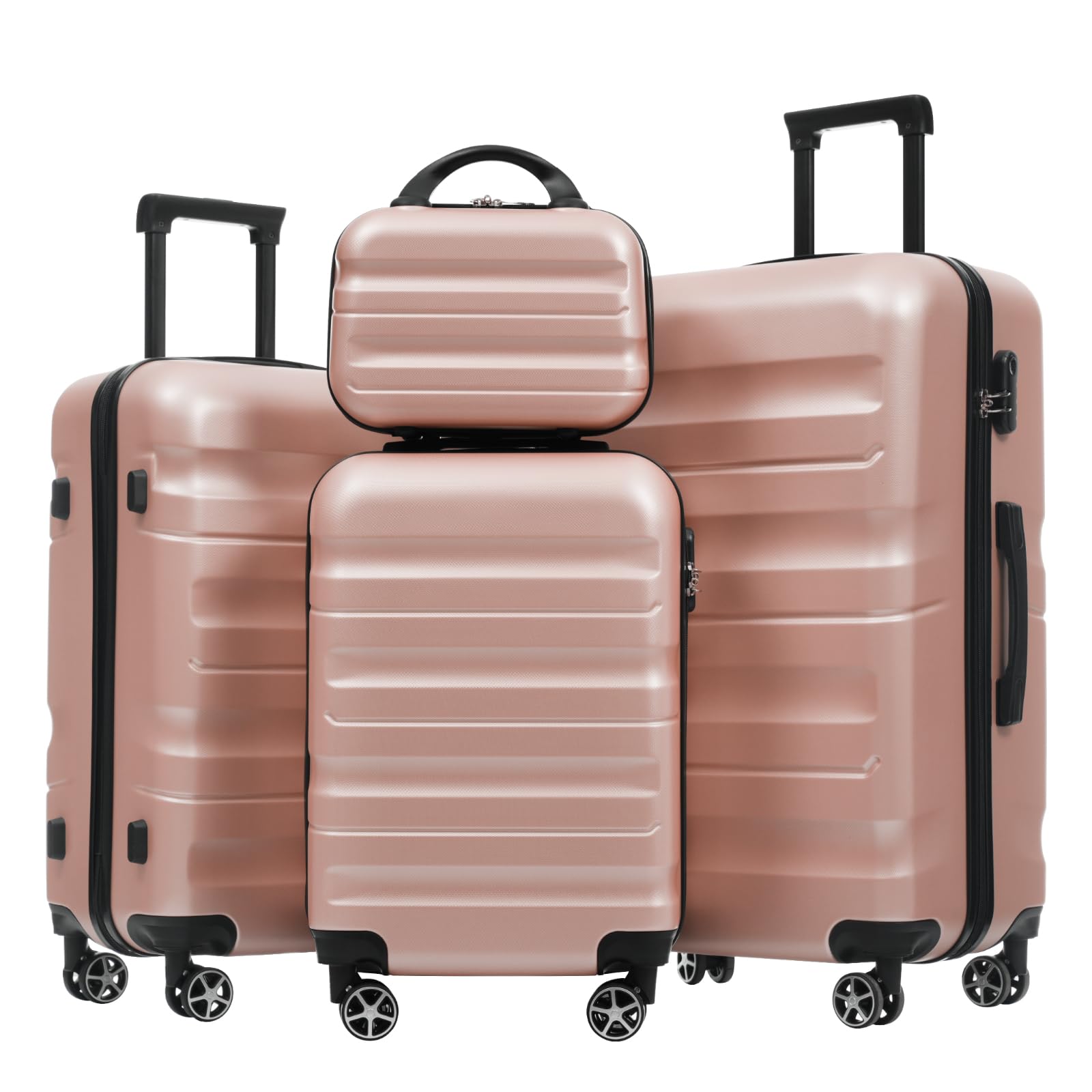 Merax Luggage Set 4 Piece, Hardshell ABS Suitcases with 8 Silent Spinner Wheels, Durable and Lightweight Travel Luggage for Family Trips