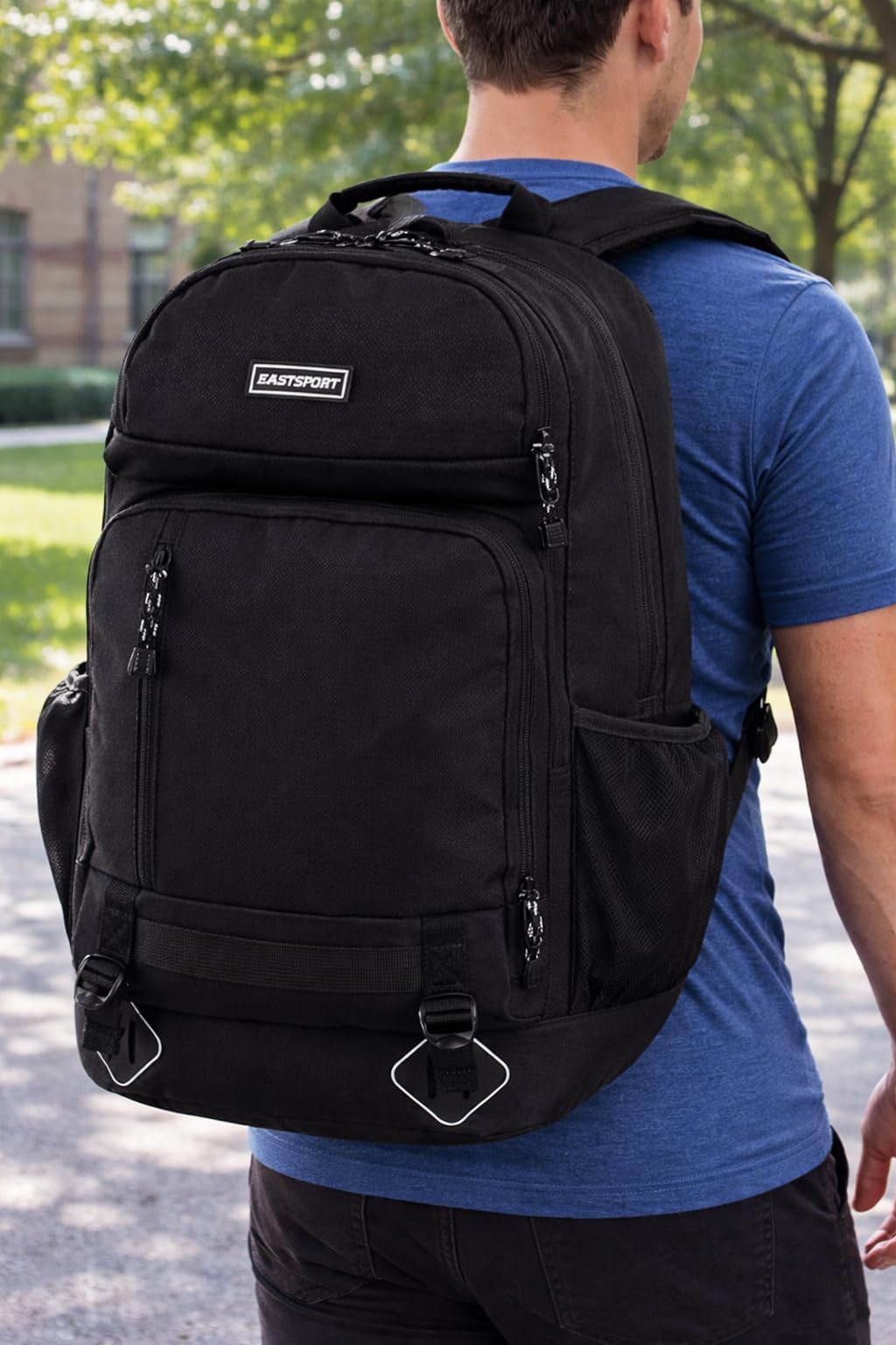 Eastsport Outdoors Elevated Hiking Travel Weekender Carry On Bookbag Daypack Rusksack Large Bag Backpack, Black