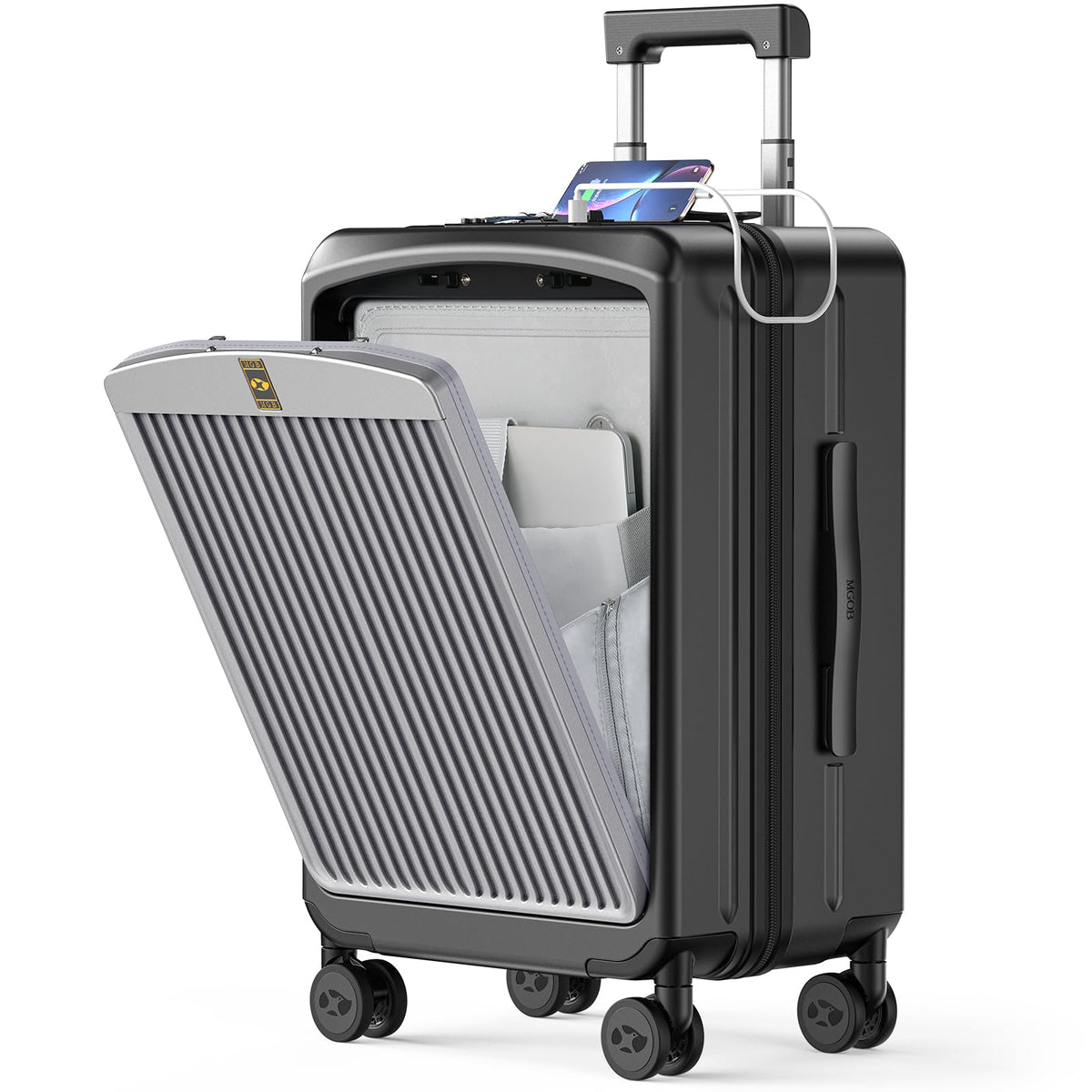 MGB Carry on Luggage 22x14x9 Airline Approved, Durable PC Hardside Suitcase with TSA Lock for Business Trip, 20 Inch Carry-on Luggage, USB Port & 360°Spinner Wheels