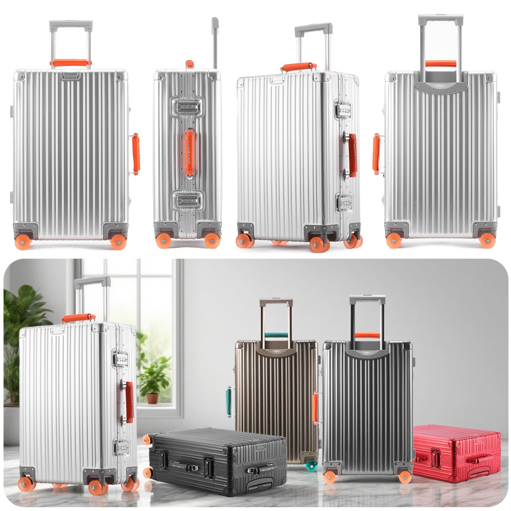 EclatVivid 24 inch Aluminium Zipperless Suitcase, Full Aluminum Hard Shell Check-in Suitcase, 24 Inch 100% Aluminum Hard Shell Luggage with PU Wheels,Aluminium Large Luggage with TSA Locks(Silver)
