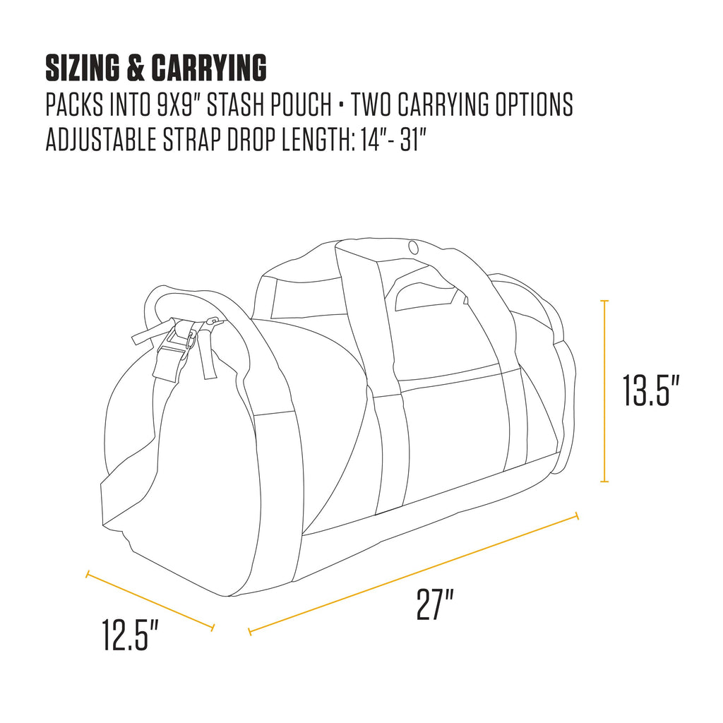 Carhartt Classic Round Duffel with Utility Pouch, Heavy-Duty, Water-Resistant Packable Gear Bag for Jobsite, Gym, and Travel, Black, 60L