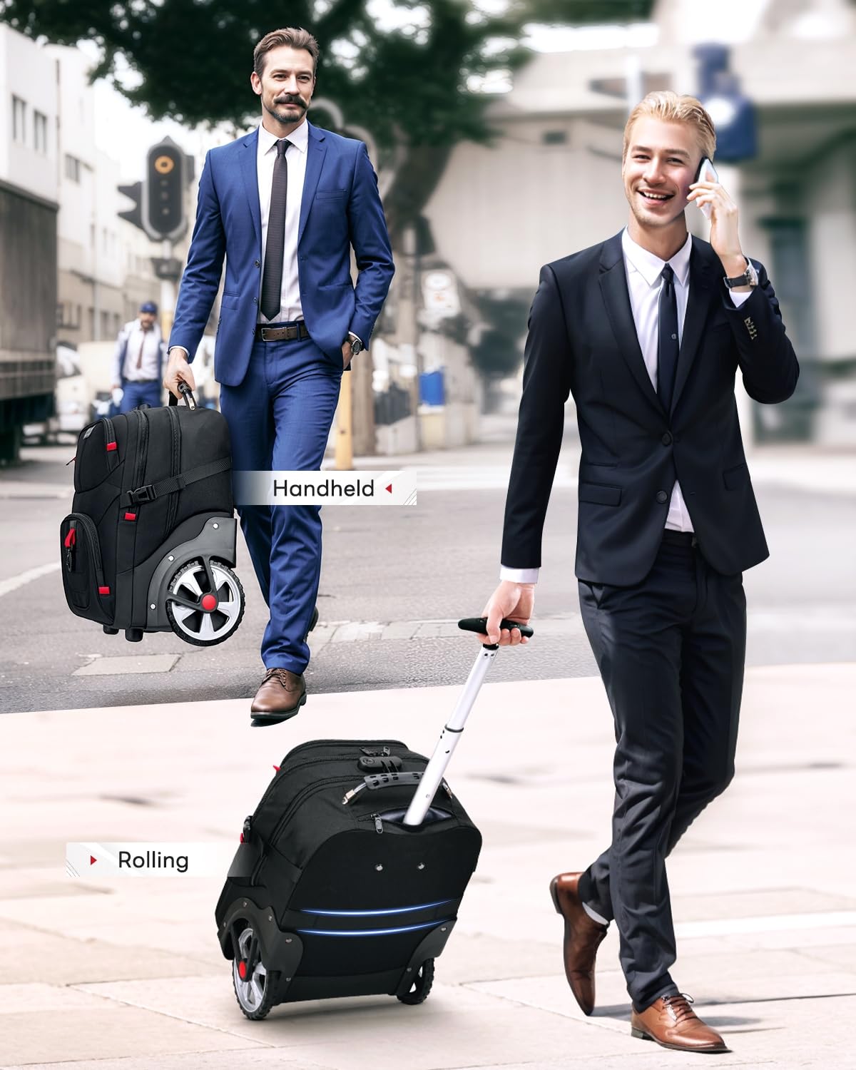 MATEIN Rolling Bag with Wheels, 17 Inch Extra Large Laptop Roller Backpack for Adults with Anti Theft Lock & Sturdy Handle, Water Resistant Wheeled Bag Carry On Luggage for Teacher Work Travel Men