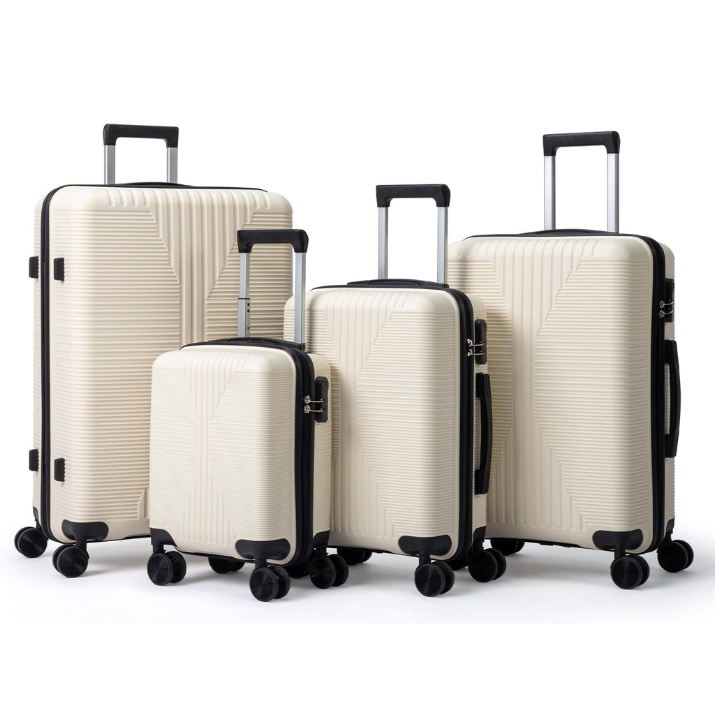 Karl home Luggage Sets 4 Piece, PP Hard Case Suitcase Set with Built-in Lock Spinner Wheels, Lightweight Durable Carry on Luggage for Business Travel - White (16/20/24/28")