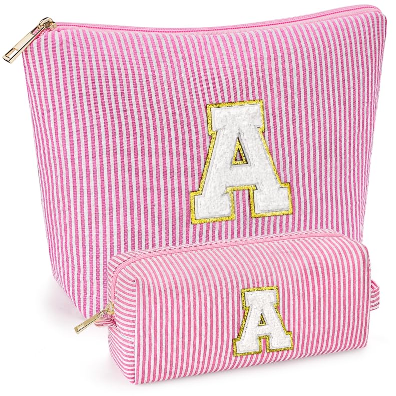 Easter Basket Gifts for Teen Girls Women Girlfriend - 2PCS Gifted Box Makeup Bags - Cosmetic Bag for Travel Toiletry - 11 12 13 14 15 16 Years Old Teen Girl Gifts Trendy Stuff Teacher Gift - Pink A