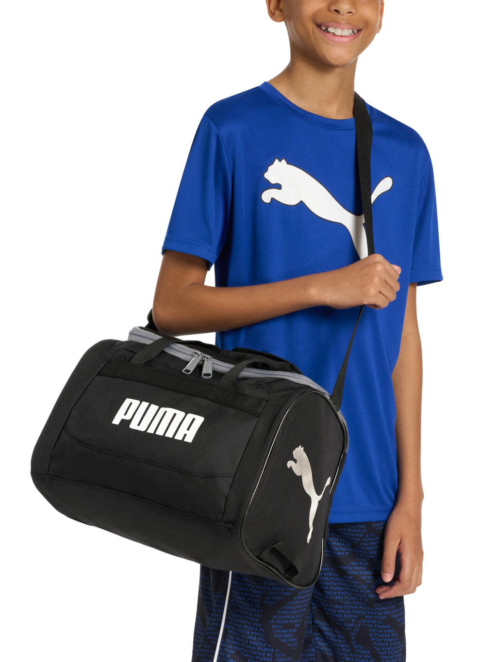 PUMA Kids' Transformation 14" Youth Duffel Bag, Black/Gold, OS