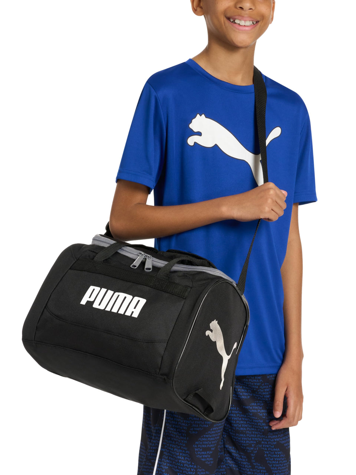 PUMA Kids' Transformation 14" Youth Duffel Bag, Black/Gold, OS