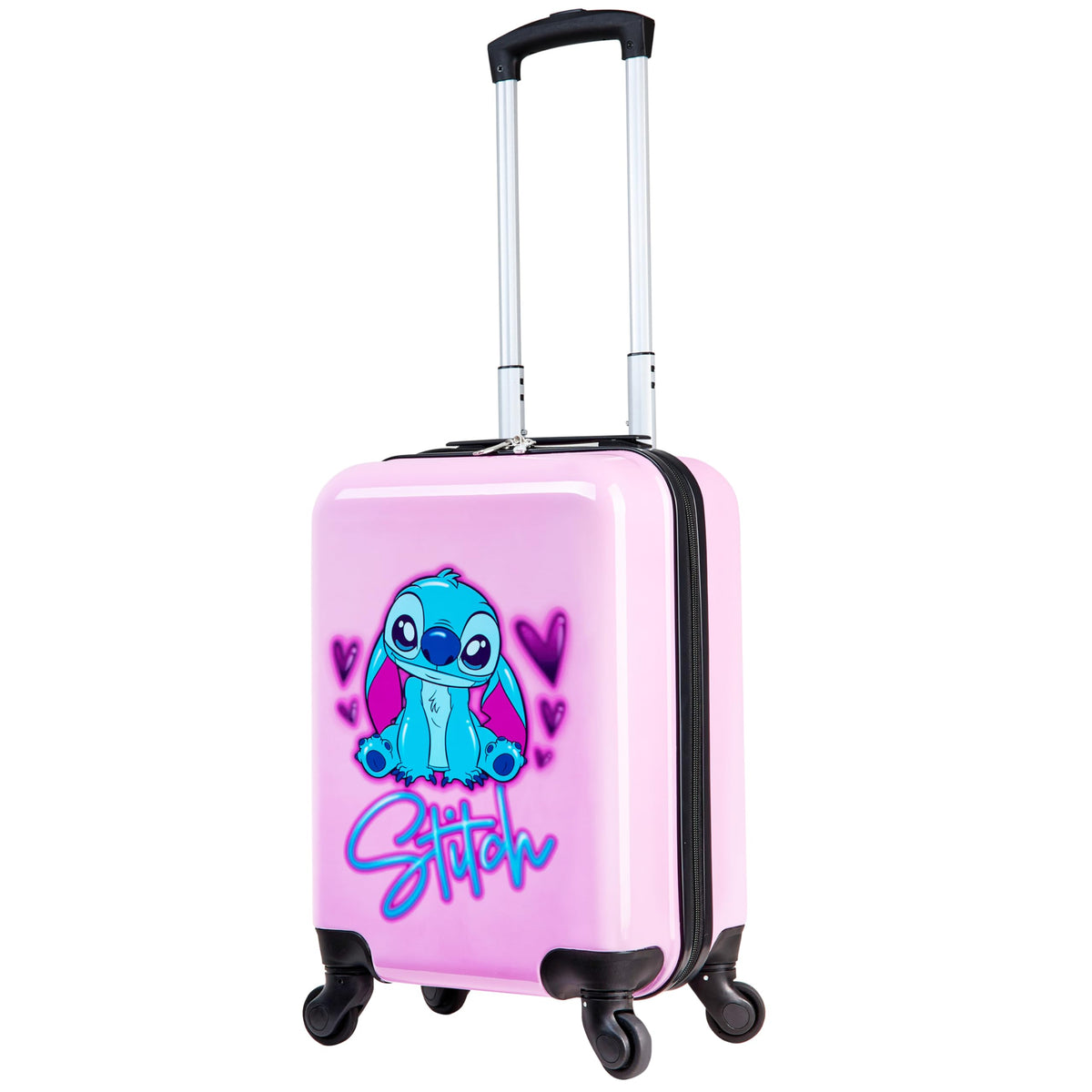 Disney Stitch Suitcase Set or Individual, Hard Shell Suitcase with Wheels 28L, 50L or 91L, 4 Wheels (Pink Stitch Small)